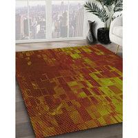 Patterned Tomato Red Rug, pat473yw