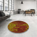 Round Patterned Tomato Red Rug in a Office, pat473yw