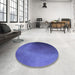 Round Patterned Light Slate Blue Rug in a Office, pat474blu