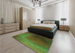 Patterned Dark Lime Green Rug in a Bedroom, pat474grn