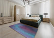 Patterned Silk Blue Rug in a Bedroom, pat474lblu