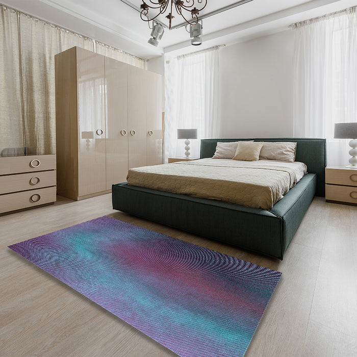 Patterned Silk Blue Rug in a Bedroom, pat474lblu