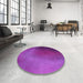 Round Patterned Crimson Purple Rug in a Office, pat474pur