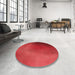 Round Patterned Red Rug in a Office, pat474rd