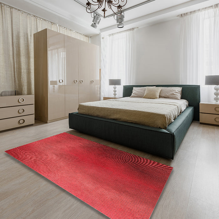 Patterned Red Rug in a Bedroom, pat474rd