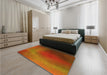 Patterned Neon Orange Rug in a Bedroom, pat474yw