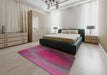 Machine Washable Transitional Pink Rug in a Bedroom, wshpat474