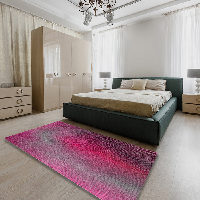 Machine Washable Transitional Pink Rug in a Bedroom, wshpat474