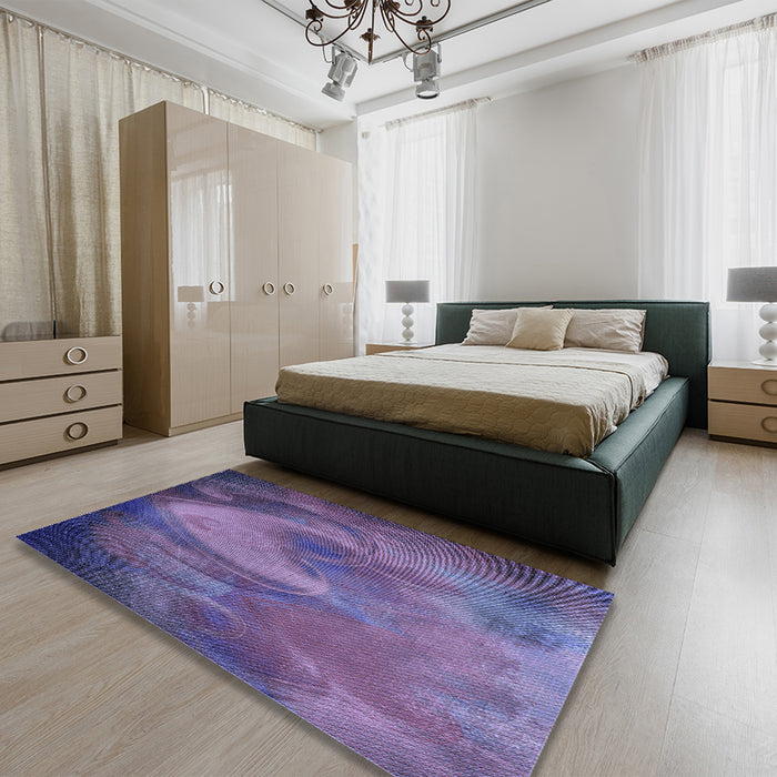 Patterned Purple Rug in a Bedroom, pat475blu