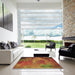 Square Patterned Tomato Red Rug in a Living Room, pat475brn