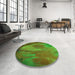Round Patterned Army Green Rug in a Office, pat475grn
