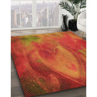Patterned Neon Orange Rug, pat475org