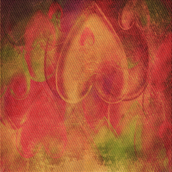 Round Patterned Neon Orange Rug, pat475org