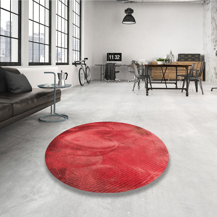Round Patterned Red Rug in a Office, pat475rd