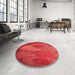 Round Patterned Red Rug in a Office, pat475rd