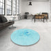 Round Patterned Diamond Blue Rug in a Office, pat476lblu