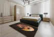 Patterned Sienna Brown Rug in a Bedroom, pat477brn