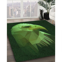 Patterned Dark Lime Green Rug, pat477grn