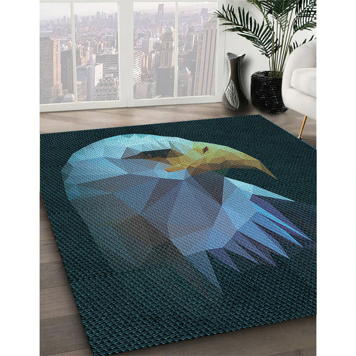 Machine Washable Transitional Aquamarine Stone Green Rug in a Family Room, wshpat477lblu