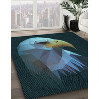 Patterned Aquamarine Stone Green Rug, pat477lblu