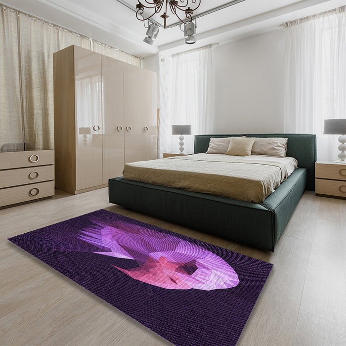 Patterned Dark Orchid Purple Rug in a Bedroom, pat477pur