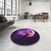 Round Patterned Dark Orchid Purple Rug in a Office, pat477pur