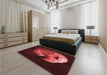 Patterned Fire Brick Red Rug in a Bedroom, pat477rd