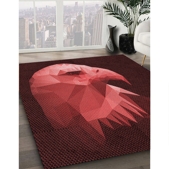 Machine Washable Transitional Fire Brick Red Rug in a Family Room, wshpat477rd