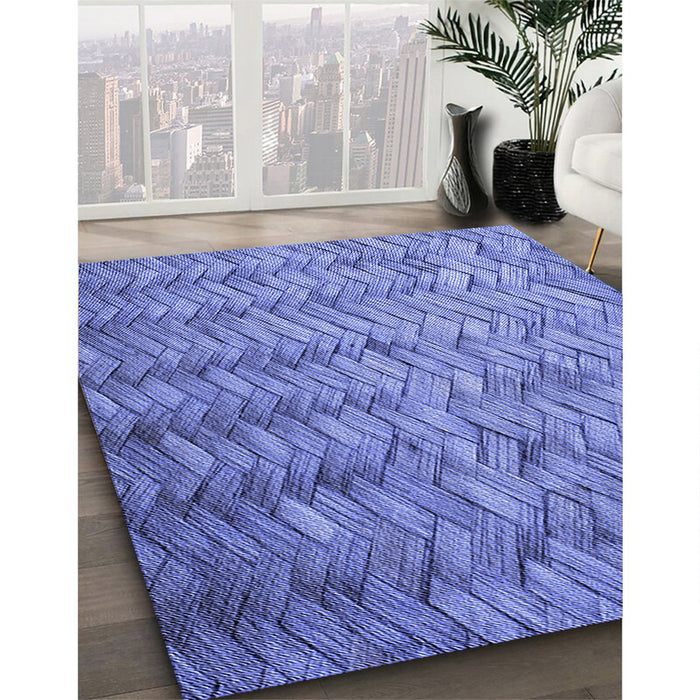 Patterned Sky Blue Rug in Family Room, pat478blu