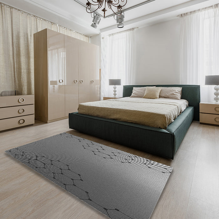 Patterned Gunmetal Gray Rug in a Bedroom, pat479gry