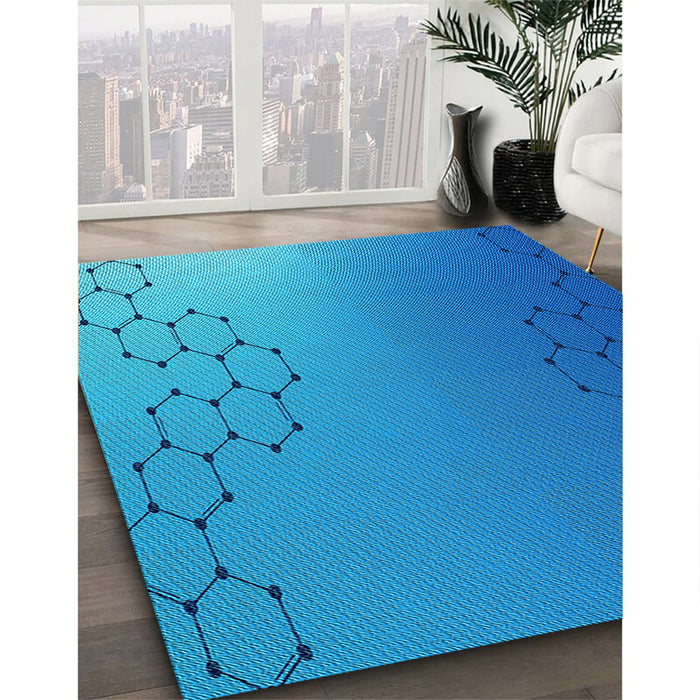 Machine Washable Transitional Blue Rug in a Family Room, wshpat479lblu