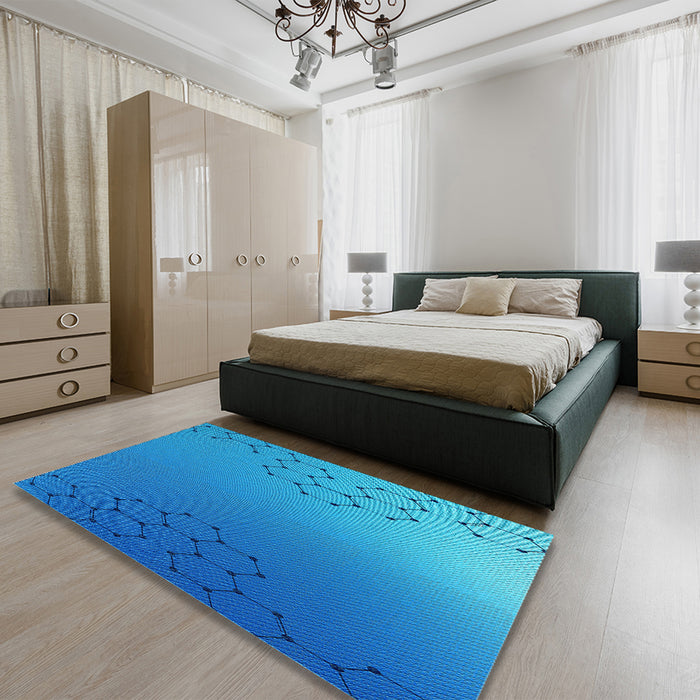 Patterned Blue Rug in a Bedroom, pat479lblu
