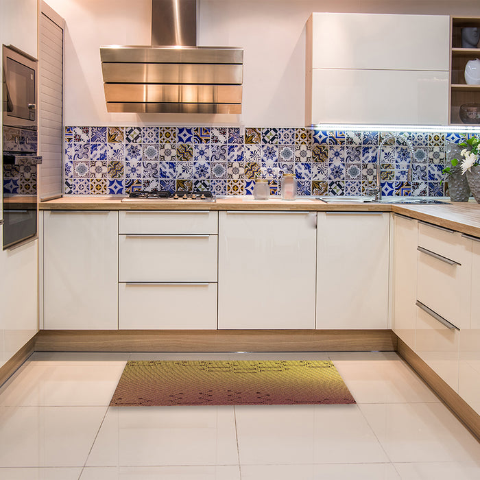 Patterned Saddle Brown Rug in a Kitchen, pat479org