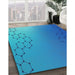 Machine Washable Transitional Bright Turquoise Blue Rug in a Family Room, wshpat479