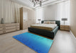 Machine Washable Transitional Bright Turquoise Blue Rug in a Bedroom, wshpat479