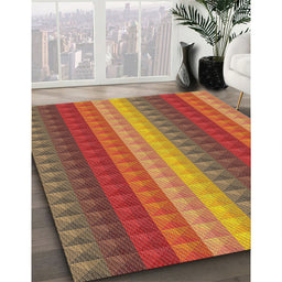 Patterned Bronze Brown Novelty Rug in Family Room, pat47