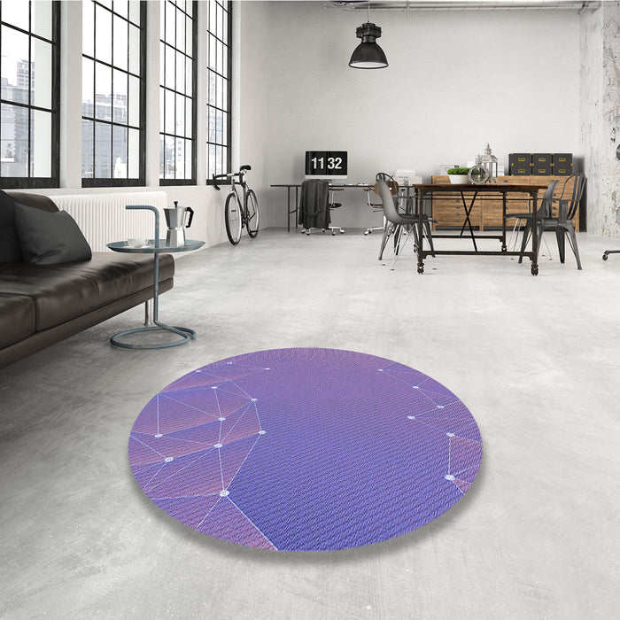 Round Patterned Purple Violet Purple Rug in a Office, pat480blu