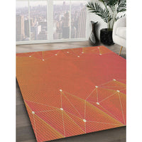 Patterned Neon Orange Rug, pat480brn