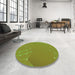 Round Patterned Pistachio Green Rug in a Office, pat480grn