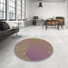 Round Patterned Sienna Brown Rug in a Office, pat480lblu