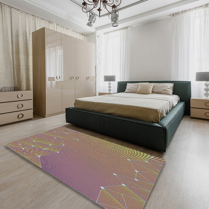 Patterned Sienna Brown Rug in a Bedroom, pat480lblu