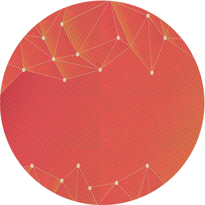 Square Patterned Orange Red Orange Rug, pat480org