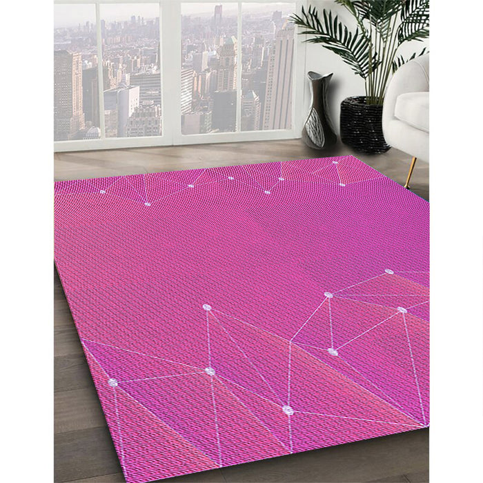 Patterned Deep Pink Rug in Family Room, pat480pur