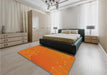 Round Machine Washable Transitional Neon Orange Rug in a Office, wshpat480yw