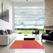 Square Patterned Red Novelty Rug in a Living Room, pat480