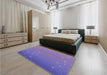Patterned Slate Blue Rug in a Bedroom, pat481blu