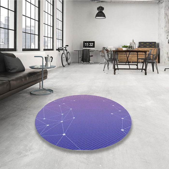 Round Patterned Slate Blue Rug in a Office, pat481blu