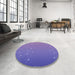 Round Patterned Slate Blue Rug in a Office, pat481blu