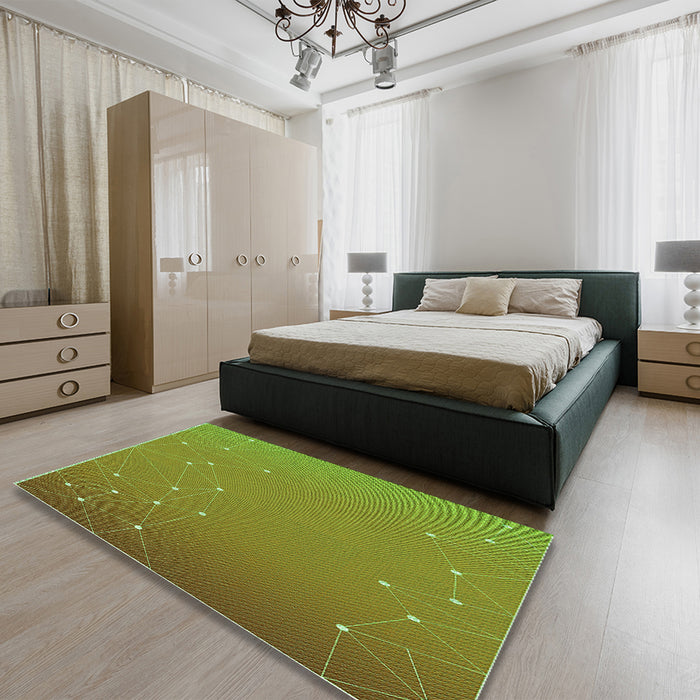 Patterned Pistachio Green Rug in a Bedroom, pat481grn