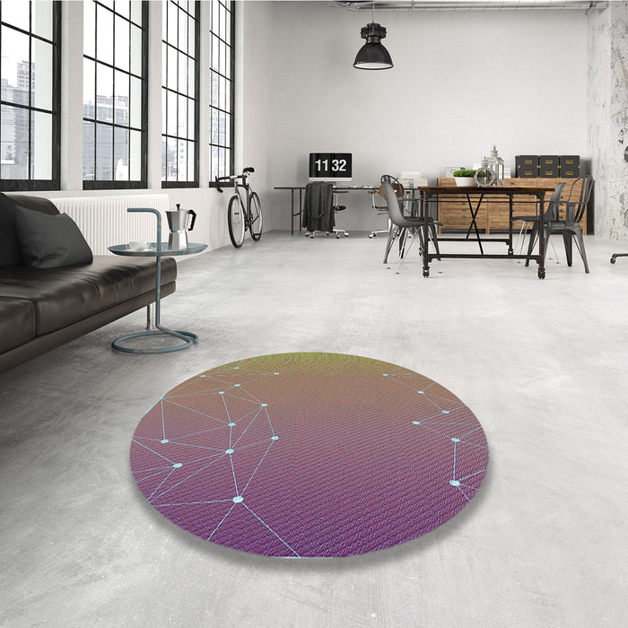 Round Patterned Raspberry Purple Rug in a Office, pat481lblu